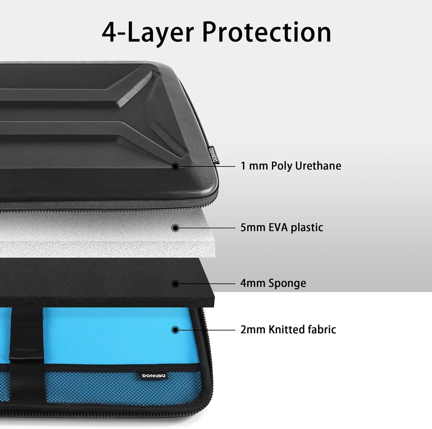 DOMISO 17 Inch Laptop Case Rugged Sleeve Waterproof Hard Shell Protective Cover Fits Most 17-17.3" Laptops/Dell XPS 17 / HP Envy 17 (Black)