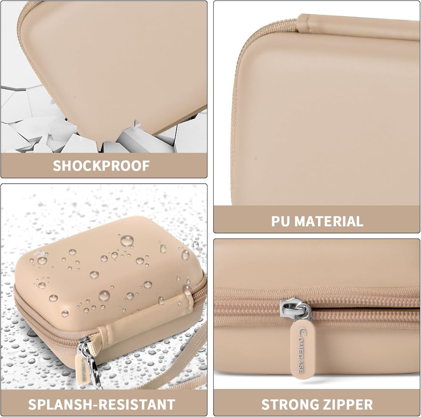 Carrying & Protective Case for Digital Camera, AbergBest 21 Mega Pixels 2.7" LCD Rechargeable HD/Kodak Pixpro/Canon PowerShot ELPH 180/190 / Sony DSCW800 / DSCW830 Cameras for Travel - Beige