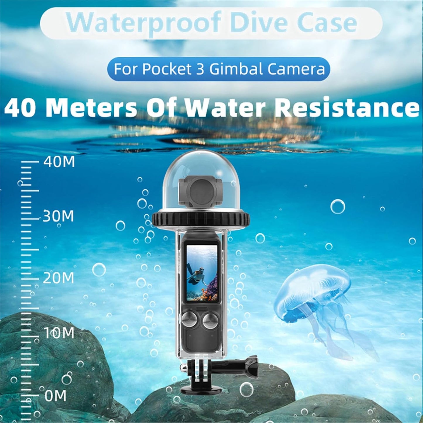 Generic 40M/131FT Dive Case Compatible for DJI Osmo Pocket 3 Waterproof Case Protective Underwater Diving Housing Cover Shell with Accessories for Osmo Pocket 3 Action Camera