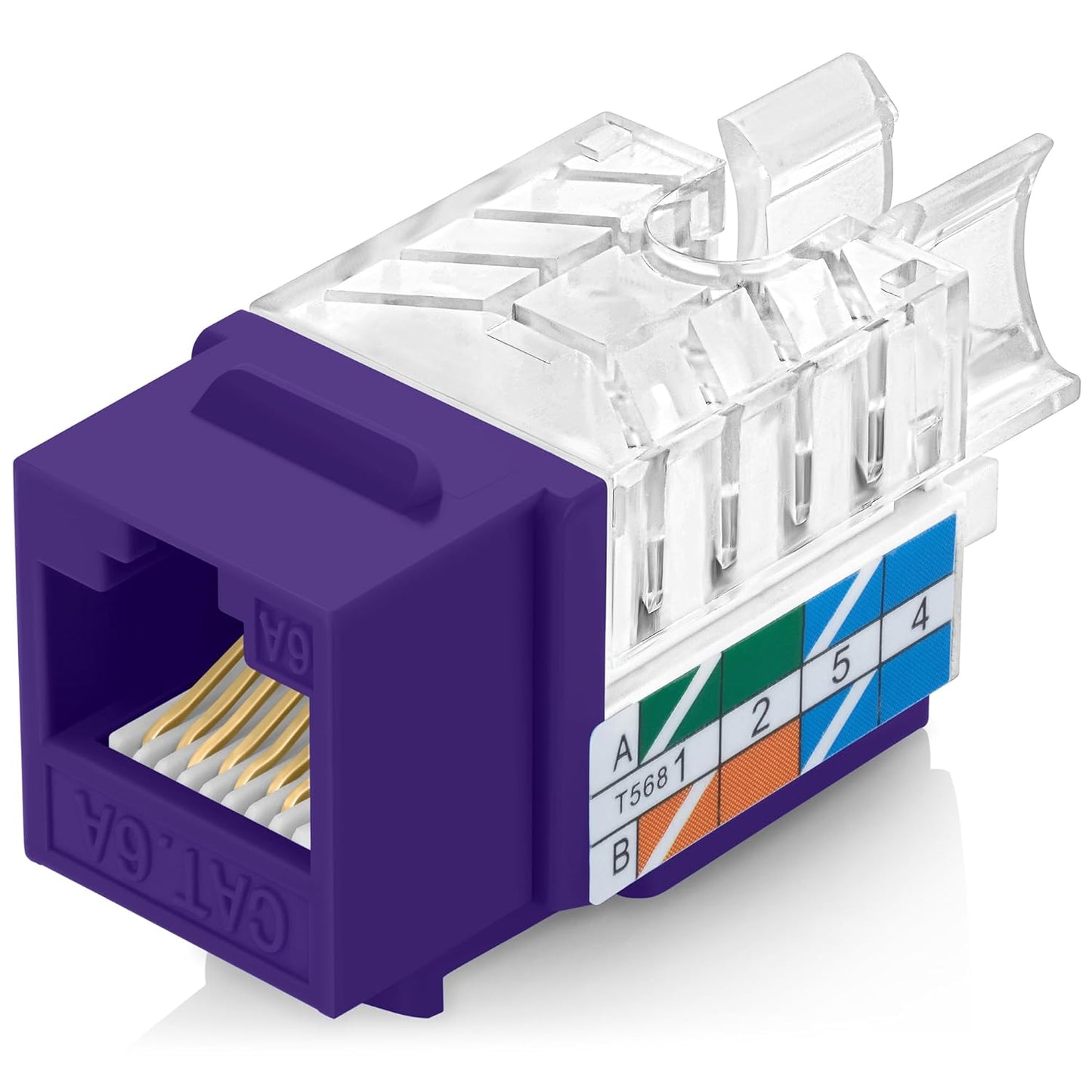 Everest 45° Angled RJ45 Cat6A Keystone Jacks 10-Pack in Purple - Slim Profile Female RJ45 Connectors - Cat 6A Keystone Jack - Compatible with 45° Angled Speed Termination Tool - 45Term (B0BL3GS7ZY)