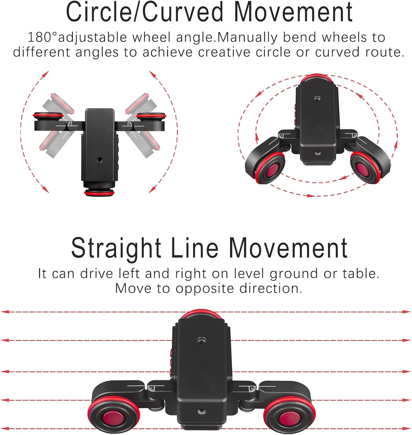 EACHSHOT Motorized Dolly Car, 3-Wheels Wireless Electric Track Rail Slider Video Camera Dolly Car with Remote Control, Compatible with DSLR Camera, Camcorder, for GoPro, iPhone, and Android Smartphone