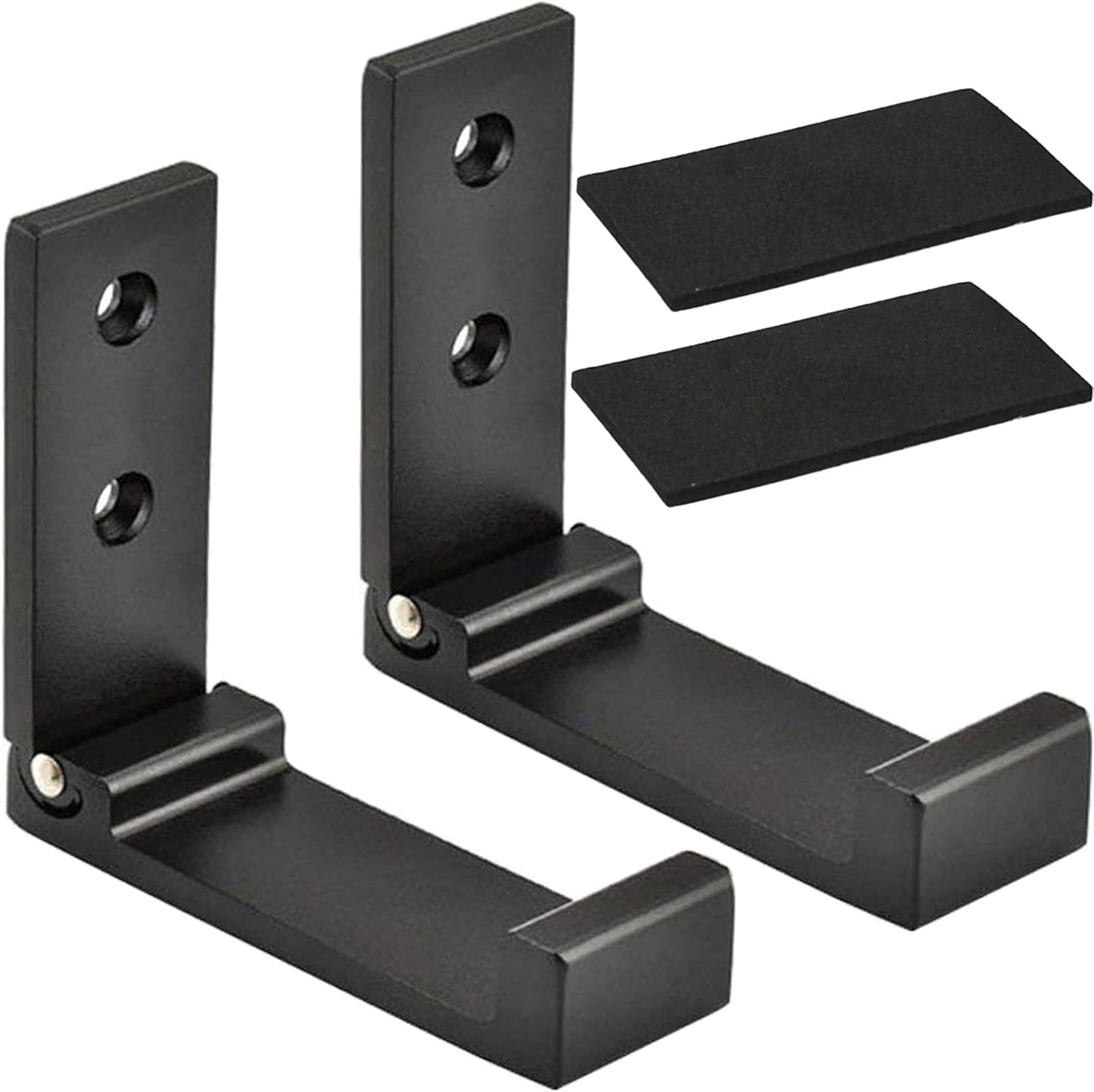 Folding Coat Hooks, Foldable Wall Hooks for Hanging Aluminum Alloy Cloth Hanger Coat Hanger Headphones Holder Headset Wall Hanger Hook- Pack of 2 (Black)