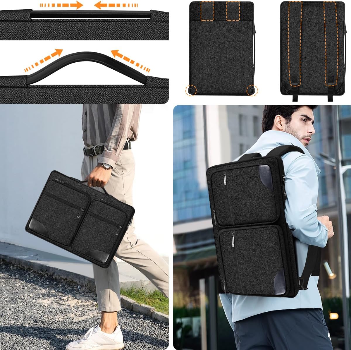 Hseok Ultra-Slim Laptop Case 17 17.3 inches Sleeve Protective PC Briefcase for Commuting and Business Trip，Carbon