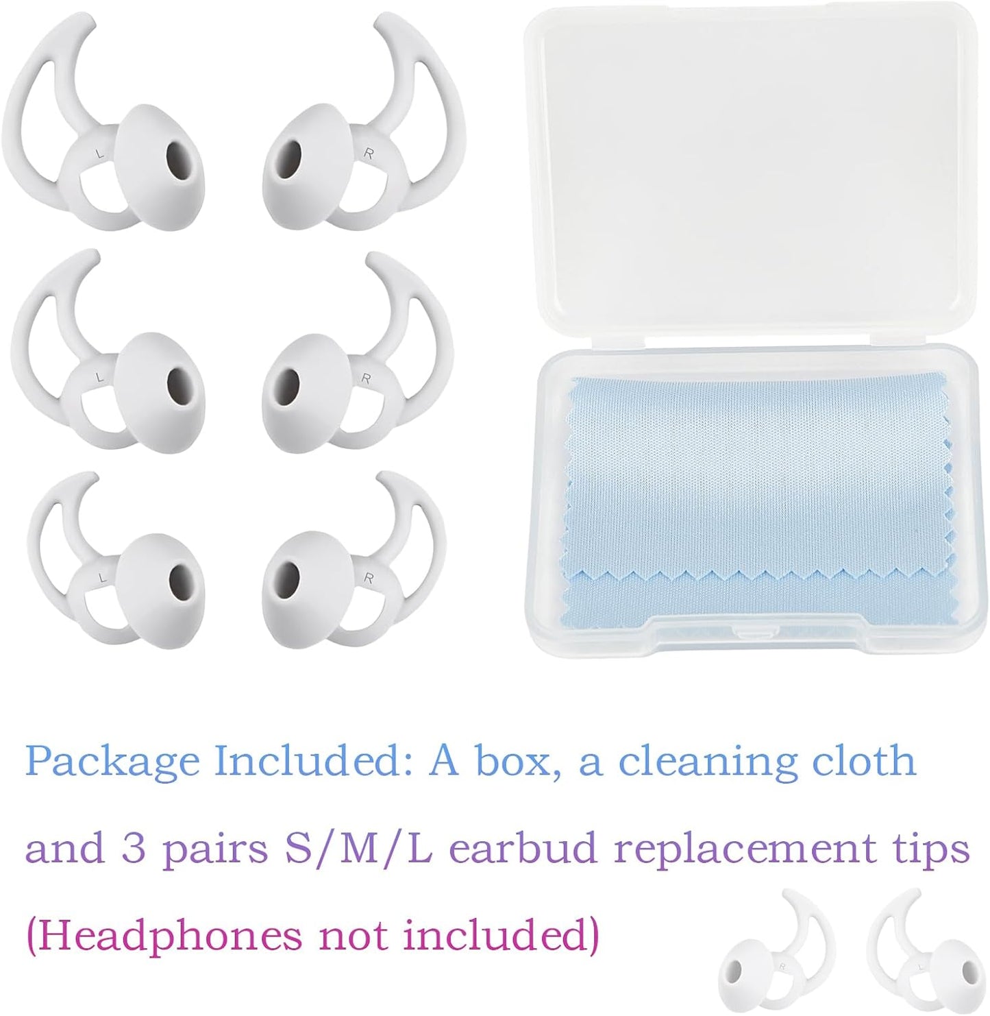 Earbud Replacement Tips Silicone Earbud Tips Compatible with Bose Quietcomfort and Sport Headphone Rubber Tips Ear Bud Covers 3 Pairs S M L Gray