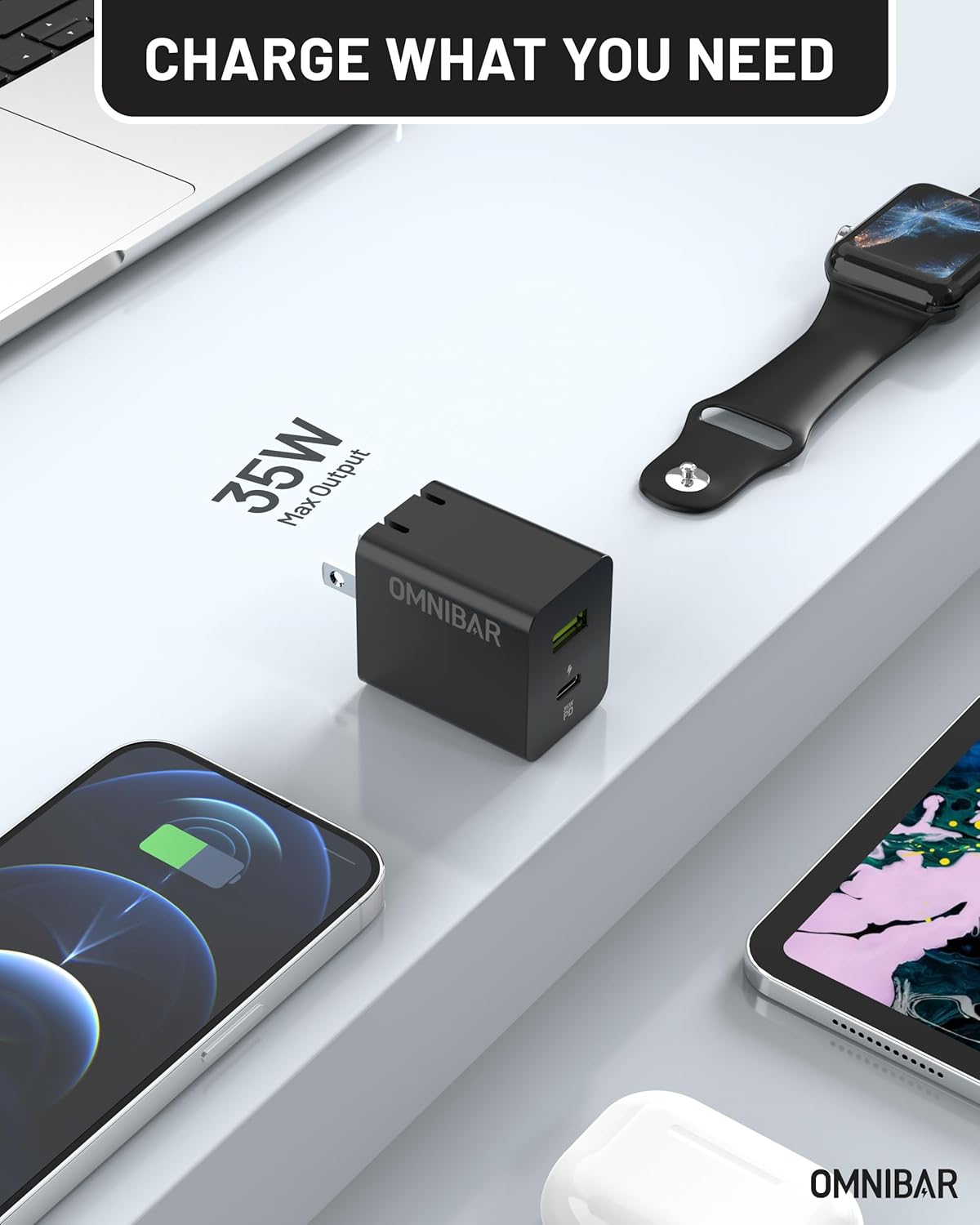 35W USB C Charger Block, Dual-Port GaN Fast Wall Charger with Foldable Plug, PD 3.0 & PPS Compact Power Adapter for iPhone 16/15/14/13, Galaxy S24/S23/Note 20, Pixel 8/7, iPad, MacBook Air, and More