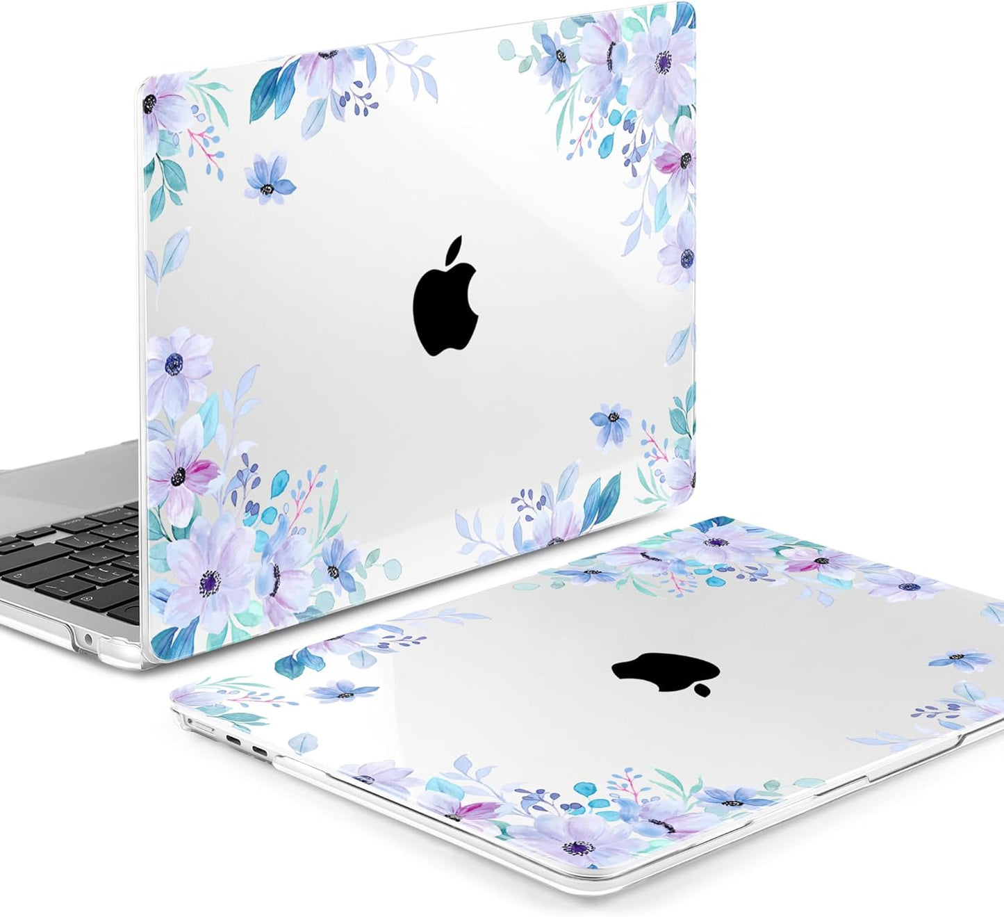 MEEgoodo for M4/M3/M2 MacBook Air 15.3 inch Case 2025 2024 2023, Case Fit Model (A3241/A3114/A2941) for MacBook Air 15 inch, Laptop Hard Shell with Keyboard Cover, Soft Purple Floral