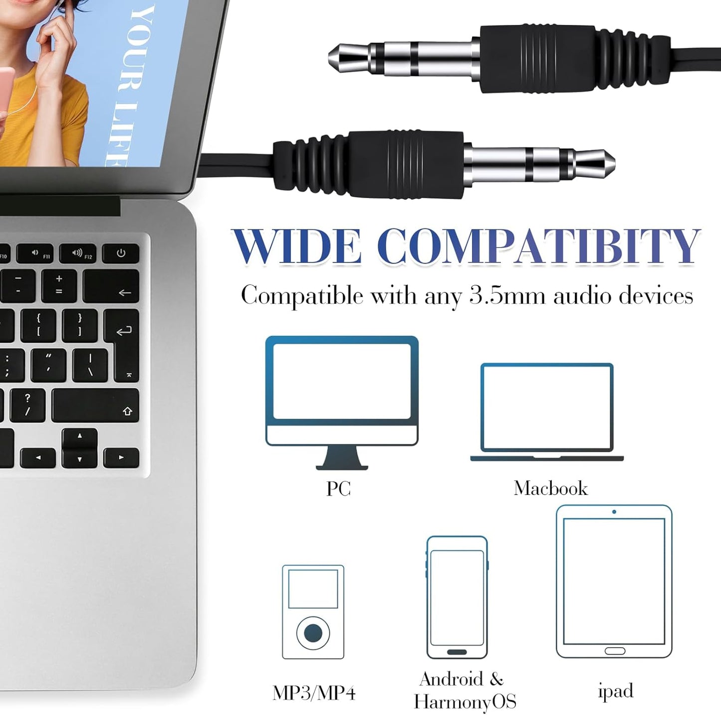 Kanayu 100 Pack Wired Earbuds Bulk for Classroom Ear Headphones Wired Basic Student Earbuds No Microphone with 3.5mm Jack for Kids Class Laptop School Library, Individually Bagged(Dark Blue)