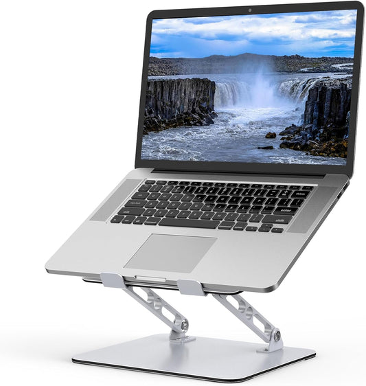 Laptop Stand for Desk, Adjustable Laptop Riser, Metal Foldable Computer Stand Holder Portable Notebook Mount, Ventilated Cooling Notebook Stand Compatible with 10-15.6” Laptops