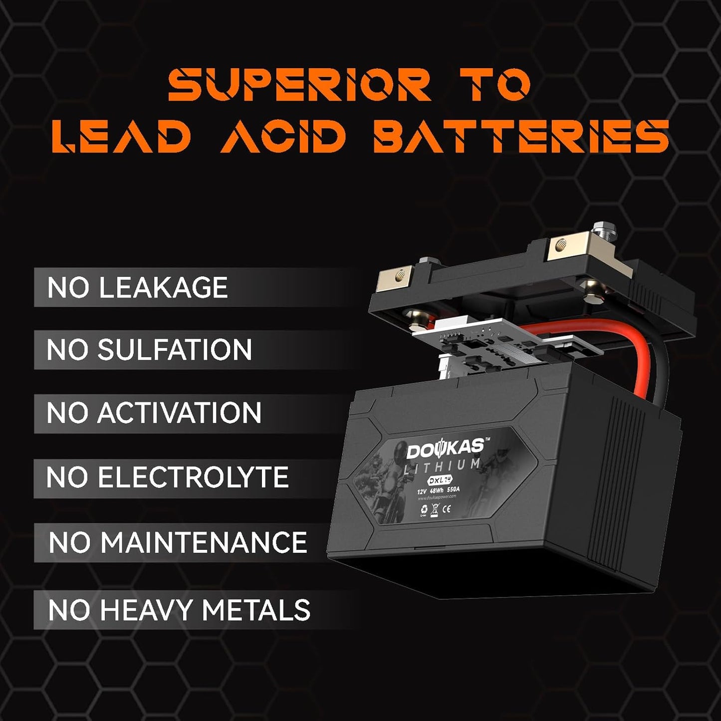 DKL14 550A LiFePO4 Motorcycle Lithium Battery, 12V 4Ah Powersports Battery, Compatible Jet Ski, Quad, Lawn Mower, Scooter, Generator Battery, Snowmobile