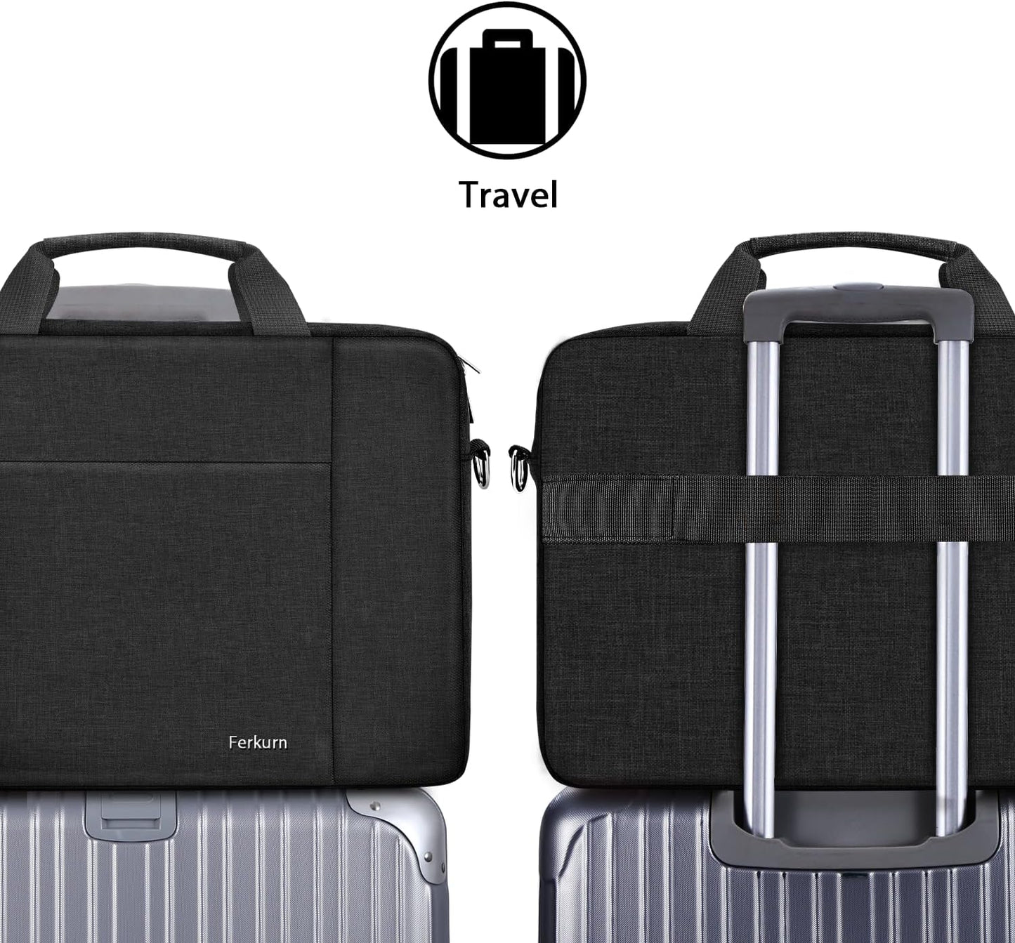 Ferkurn Laptop Bag Case for Women Men Computer Bag Compatible with HP Envy Pavilion Omen/LG Gram/MSI/Dell Inspiron XPS/Lenovo/Acer, Shoulder Strap Carrying Messenger Briefcase, Black, 17 17.3 Inch