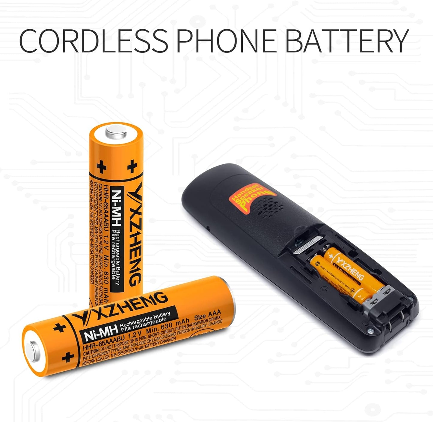 AAA Battery 8PCS 1.2V 630mAh NI-MH Rechargeable HHR-65AAABU for Panasonic Cordless Phone (8X HHR-65AAABU)