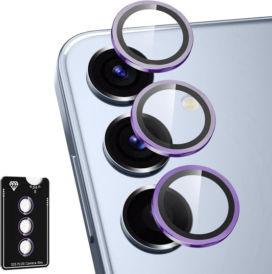 for Samsung Galaxy S25 Plus Camera Lens Protector, Individual Metal Ring Tempered Glass Lens Cover, [Strong Adsorption] Scratch Resistant Ultra-Thin HD Clear Lens Cover, 1 Set-Purple