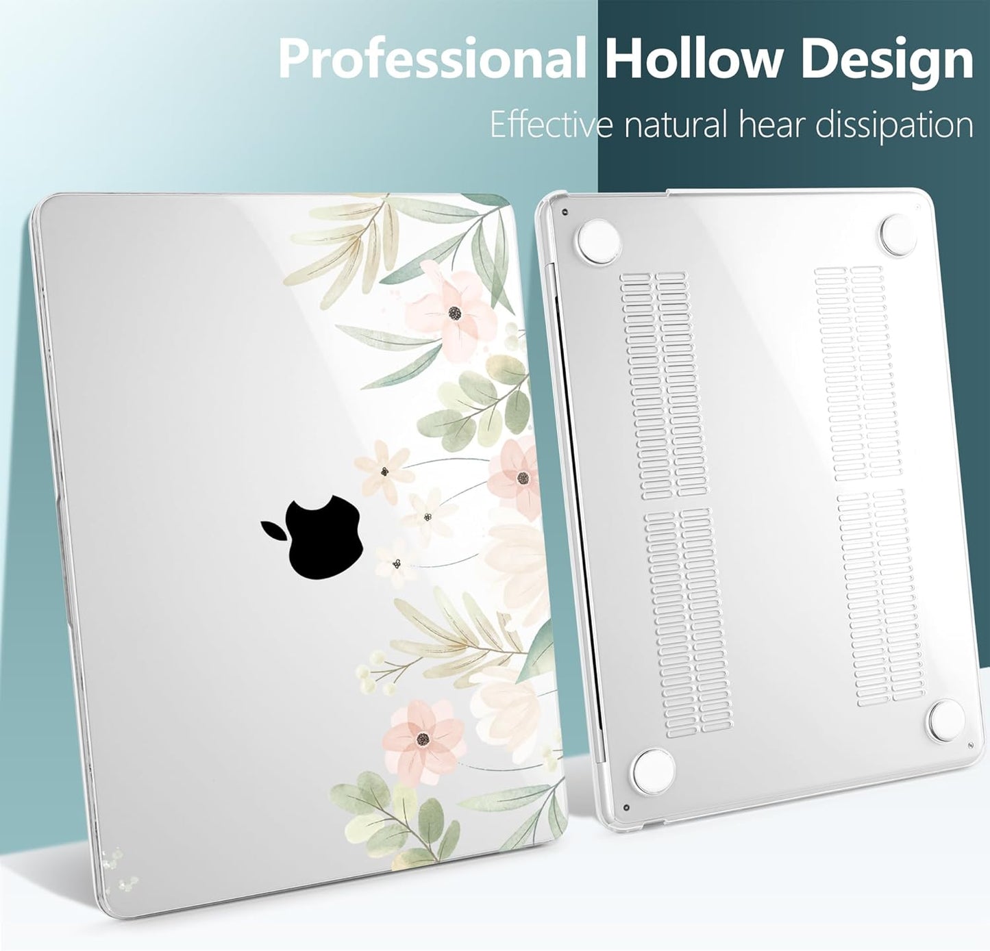 TWOLSKOO for M4 MacBook Air 13.6 inch Case 2025-2022 Release M4 A3240 M3 A3113 M2 A2681, Plastic Hard Shell & Screen Protector & Keyboard Cover & Trackpad Film, Watercolor Floral