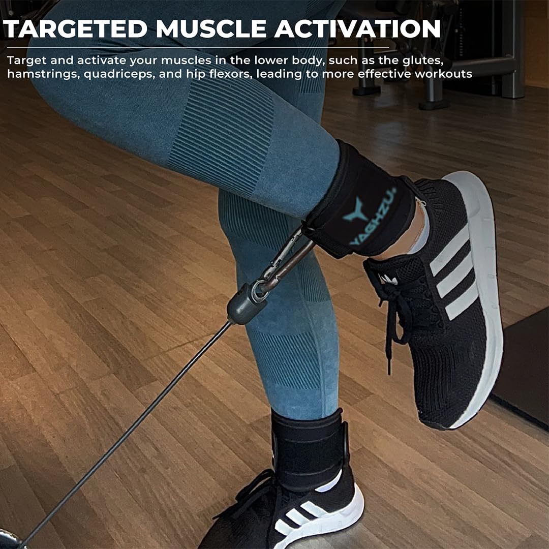 Ankle Straps for Cable Machines Women - Adjustable Gym Ankle Strap for Cable Machine, Neoprene Padded Cable Straps, Durable Leg Strap with Cable Cuff, Glute Kickback Ankle Strap with D Rings