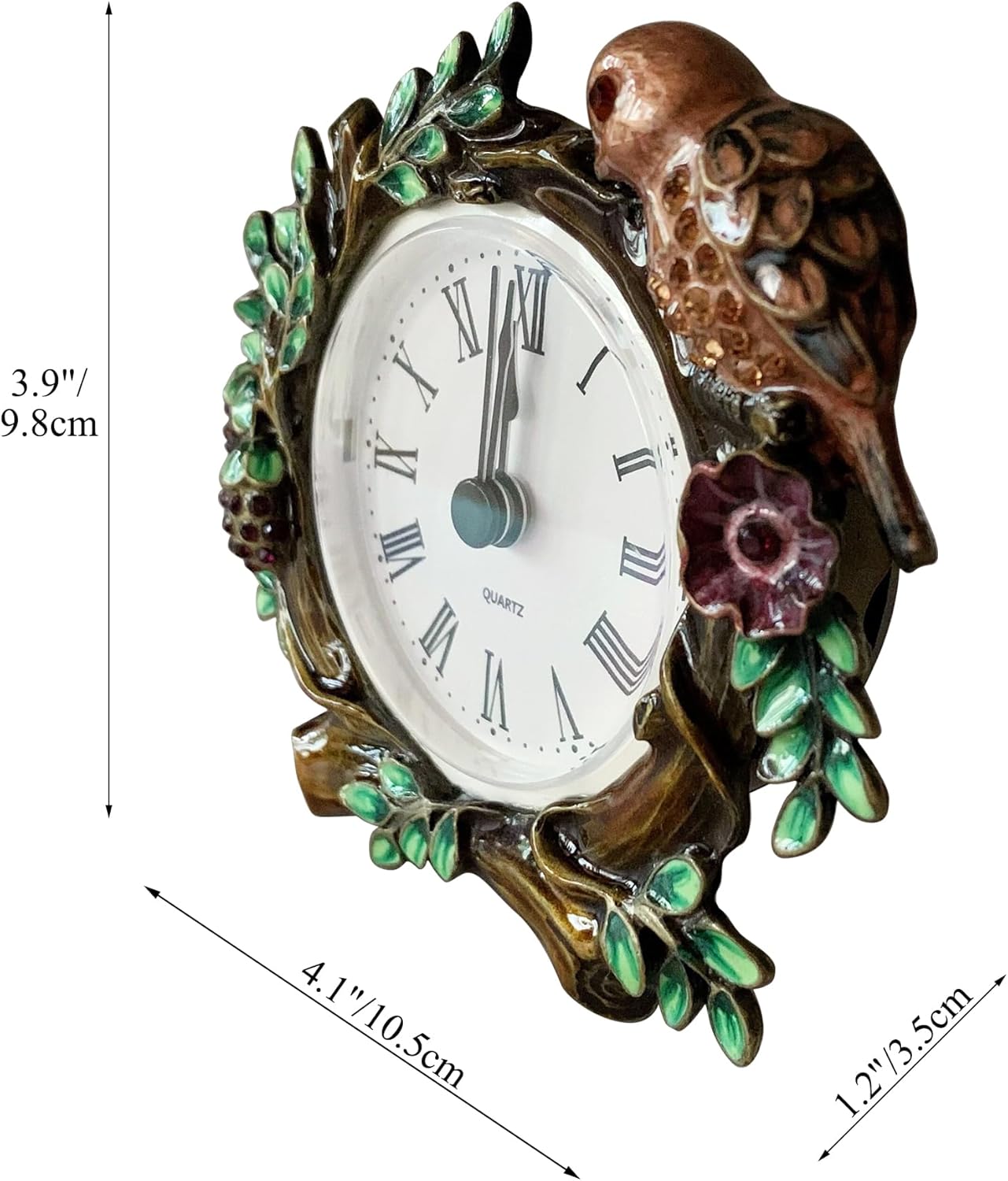 Decorative Mini Table Clock, Vintage Metal Silent Analog Quartz Battery Operated Table Top Clock for Living Room Decor Shelf