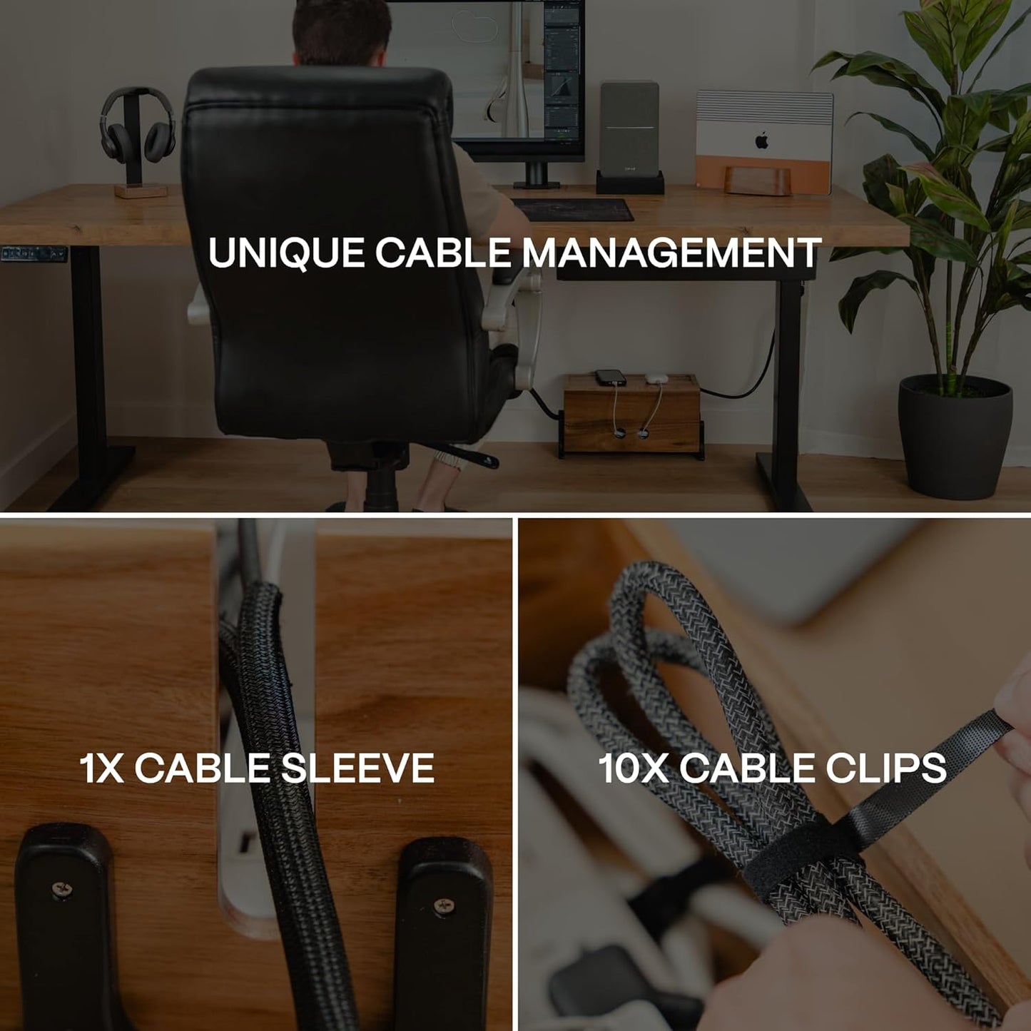 Extra Large Cable Management Box, Wood Cord Hider Box & Organizer for Power Strip, TV Wires & Desk Cable Storage