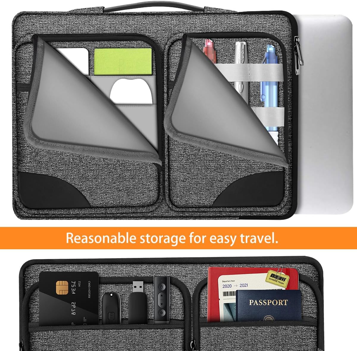 ZINZ Laptop Case 15 15.6 16 inches Sleeve Slim Briefcase Spill-Resistant Handbag for Most Popular 15" 15.6" 16" Notebooks，G01BK02