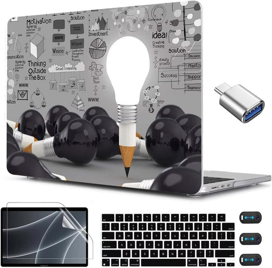 CISSOOK Creative Bulb Hard Shell Case for MacBook Air 13.6 inch M3 A3113 A2681 M2 2025 2024 2022 Release, Plastic Hard Shell Cover with Keyboard Cover for MacBook Air 13.6 M2 M3 2022-2025