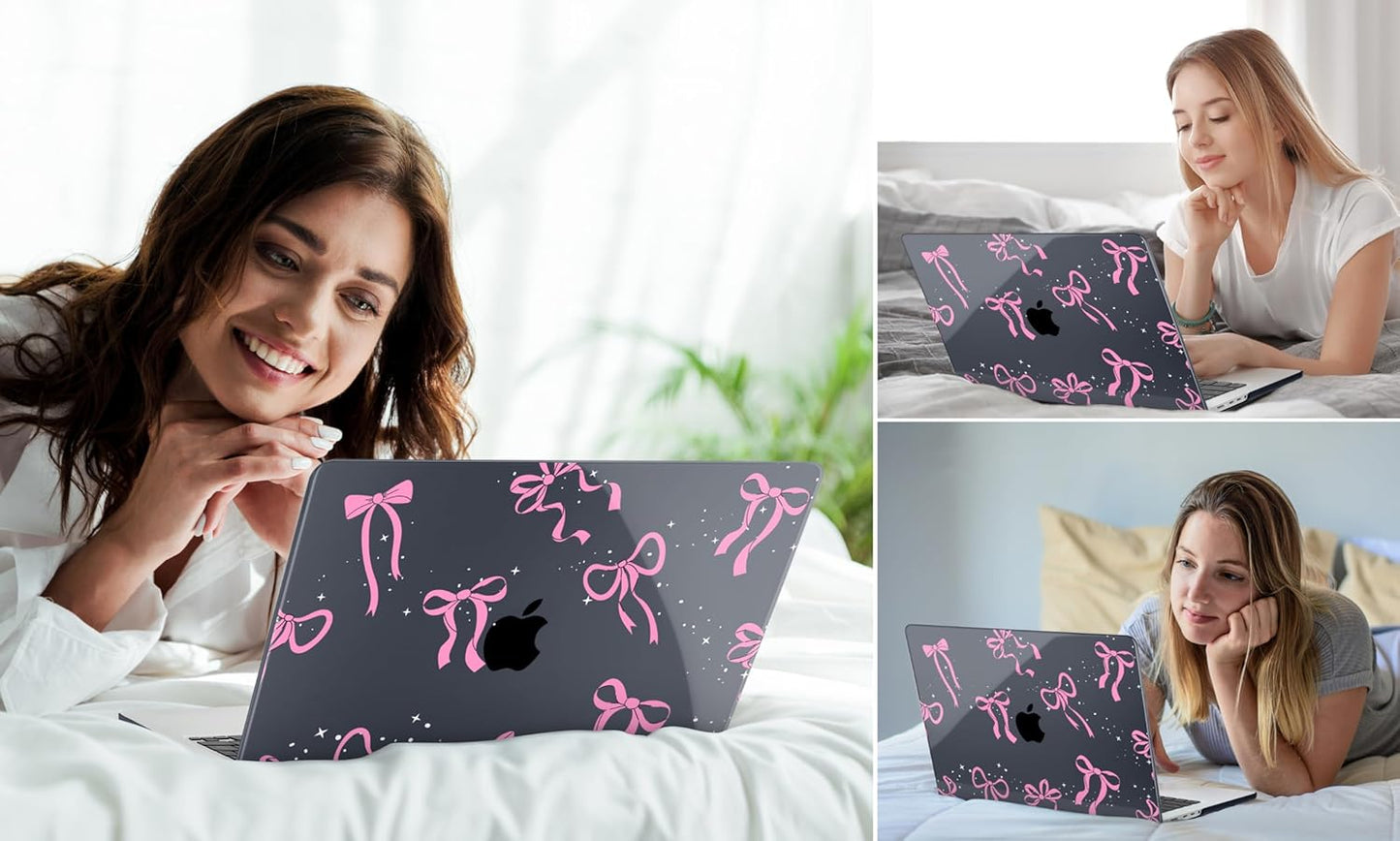 DONGKE for M4 MacBook Pro 16 Inch Case 2024 2023 2021 A3403 A3186 M3 A2991 M2 A2780 M1 A2485 Pro/Max Chip, Plastic Hard Shell Case & Keyboard Cover for Mac Pro 16 with Touch ID, Bows & Stars