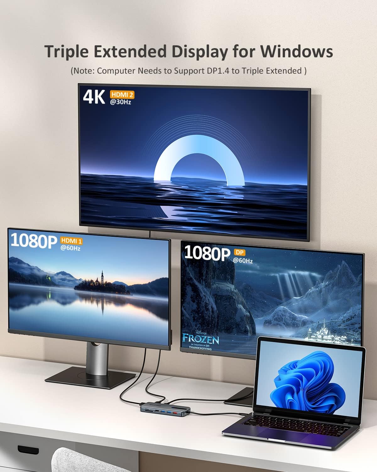 USB C Laptop Docking Station, 13 in 1 Docking Station Dual/Triple Monitor Hub Multiport Adapter with 2 HDMI, DP, RJ45, 10Gbps USB C/A 3.1, 100W PD, USB 3.0/2.0,SD/TF for MacBook Dell HP Lenovo