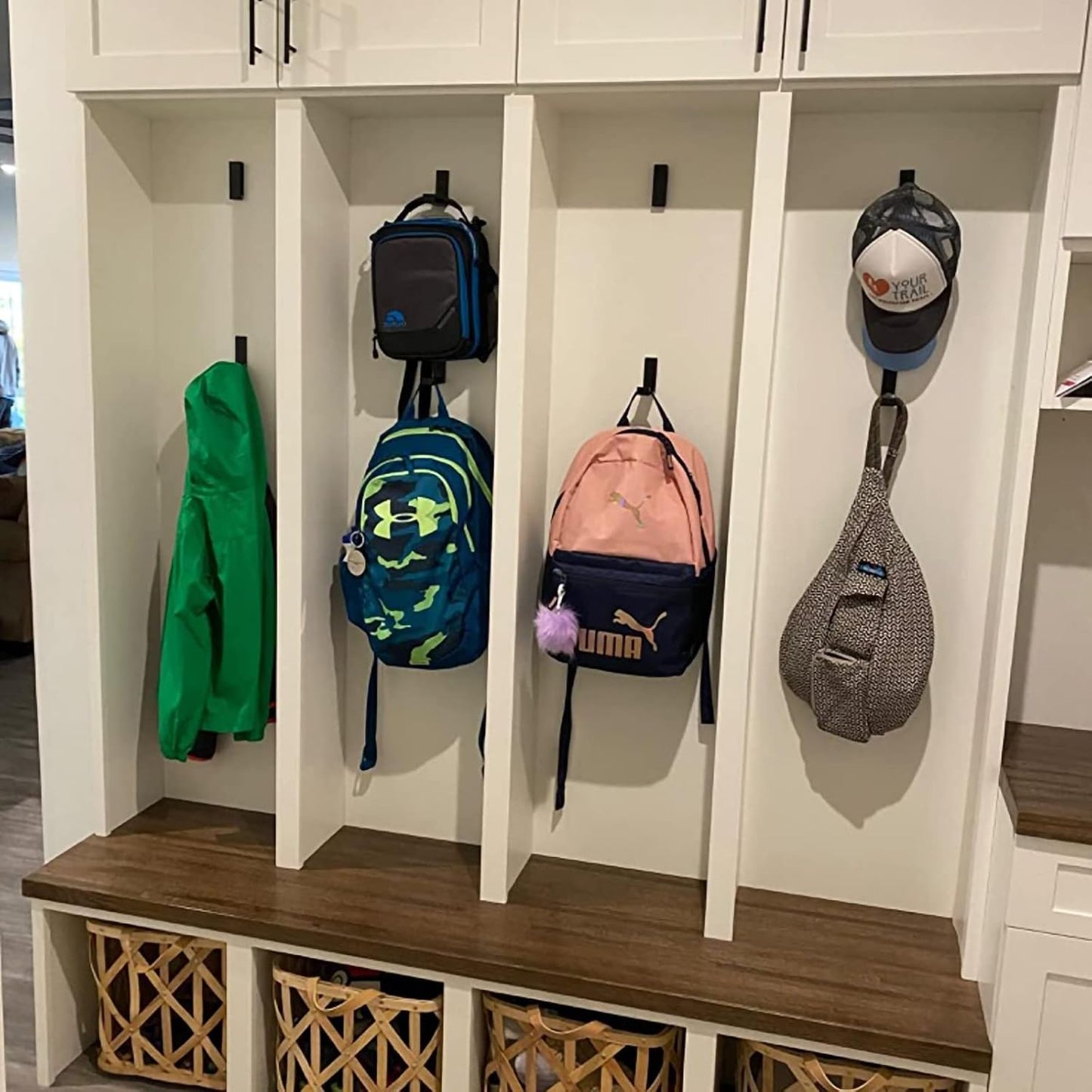 Folding Coat Hooks, Foldable Wall Hooks for Hanging Aluminum Alloy Cloth Hanger Coat Hanger Headphones Holder Headset Wall Hanger Hook- Pack of 6 (Black)