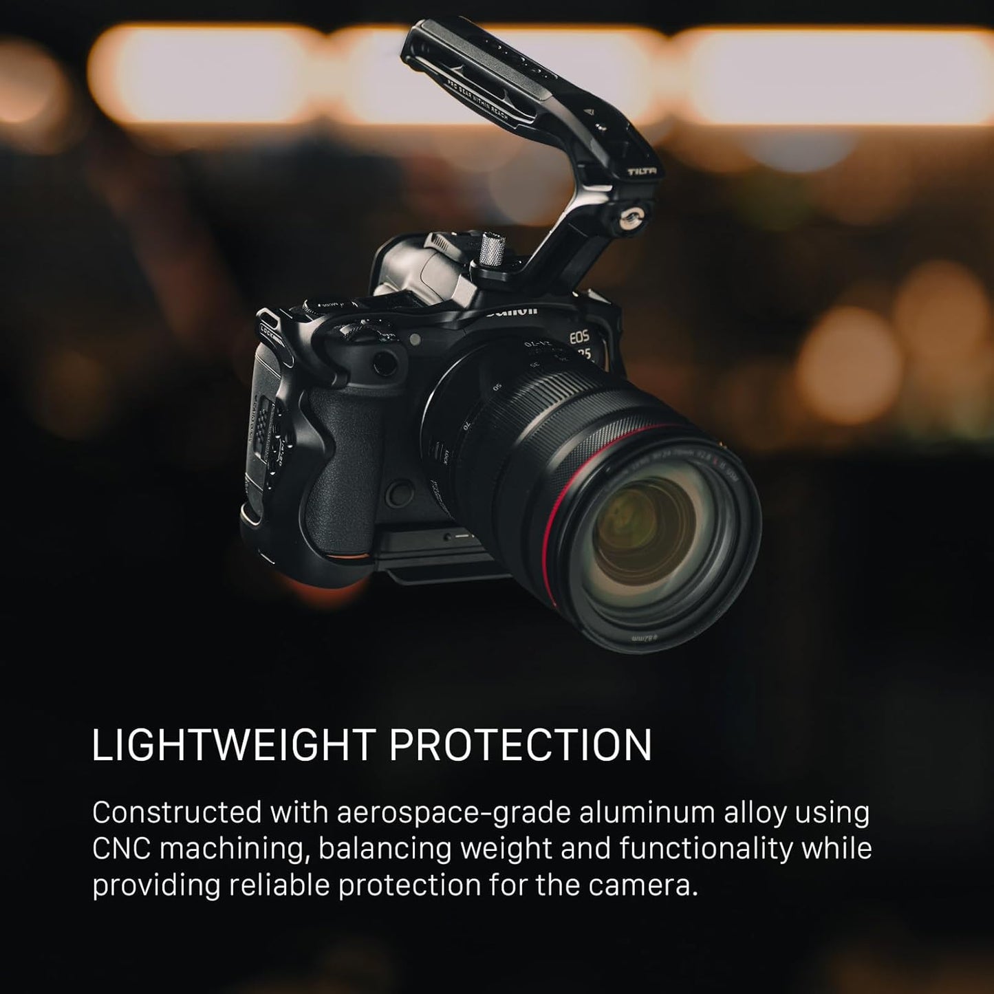 Tilta Half Camera Cage Compatible with Canon R5 Mark II - Black | Mount Accessories w/Cold Shoe, 1/4"-20 and 3/8"-16 | Securely Attaches to Camera | Silicone Padding and Lightweight