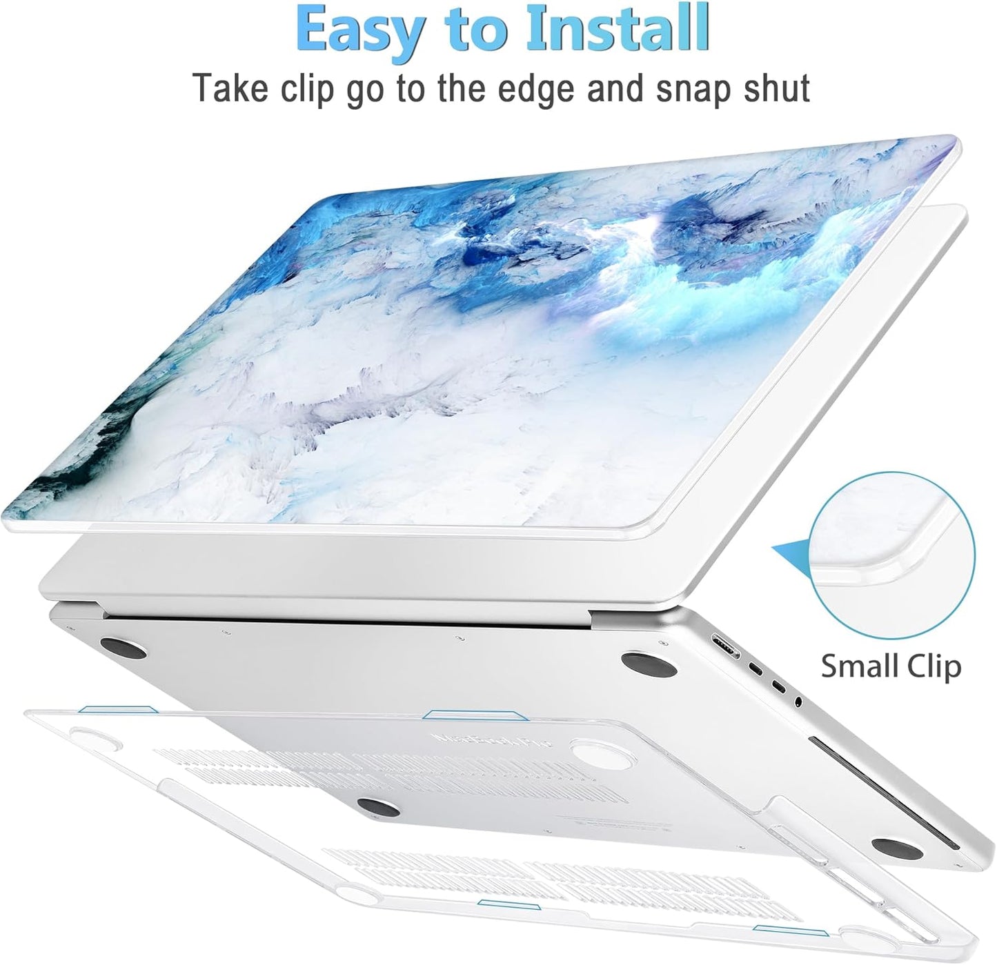 Mektron Case for MacBook Pro 16" M3 A2991 M2 A2780 M1 A2485 (2021/2022/2023) Pro/Max Chips with Touch ID, Hard Shell Plastic Laptop Cover Keyboard Cover Screen Protector, Cloud & Lightning