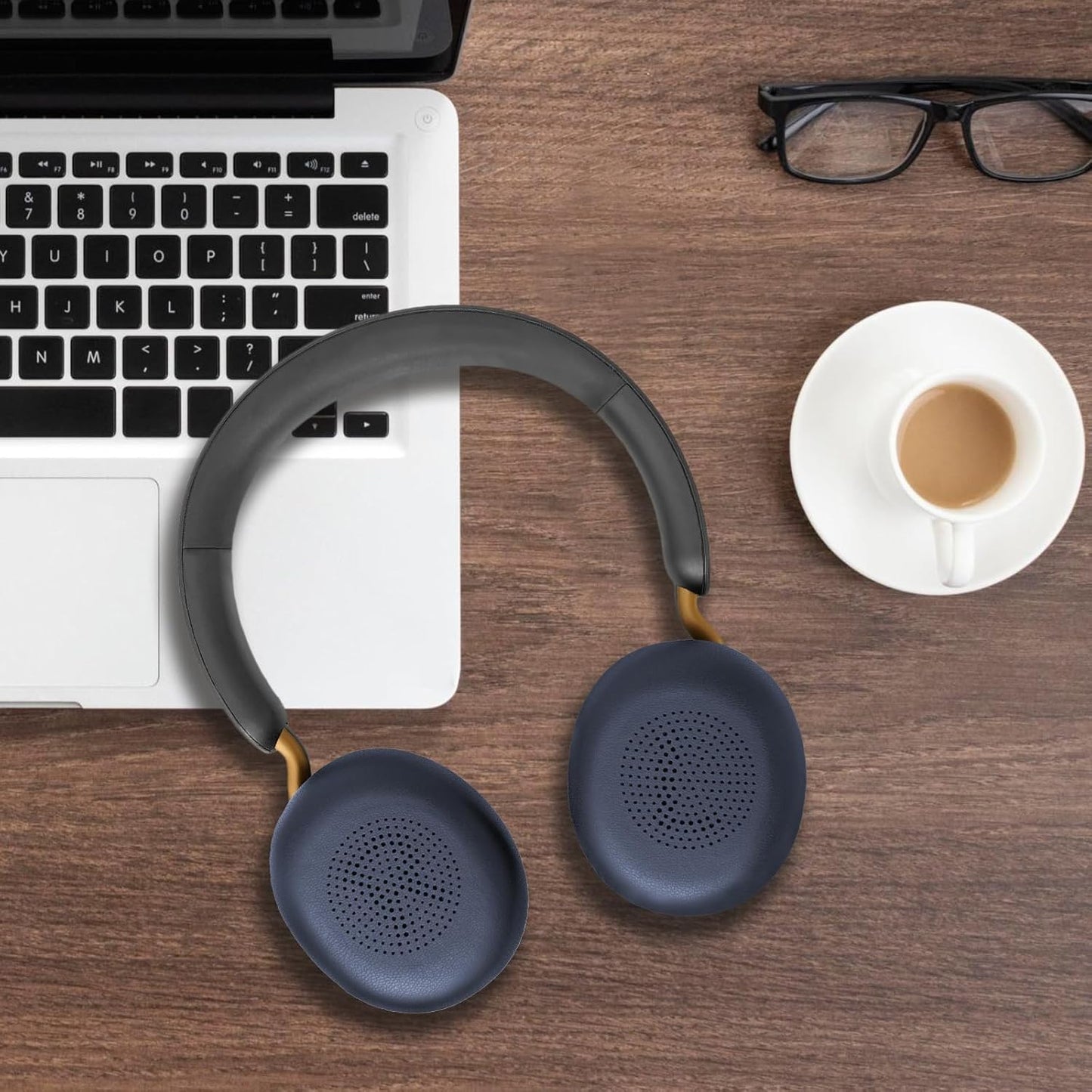 Ear Pads for Jabra Elite 45h - Replacement Ear Cushions for Evolve2 65 40 MS UC USB On-Ear Wireless Headphones - Protein Leather Memory Foam (Navy Blue)