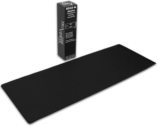 Gaming Mouse Pad (5mm) Massive 46 inch | 46x17.3x0.20 Extra Thick | Black | Stitched Edge, Large Washable Desk Mat