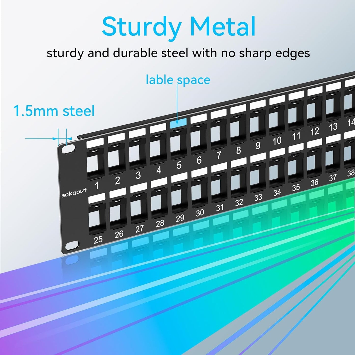 48 Port Blank Keystone Patch Panel with Snap-in Design (2 Pack), Cat6 Network Patch Panel 2U 19 inch, Rack Mount Ethernet Patch Panel (for Slim Keystone Only)