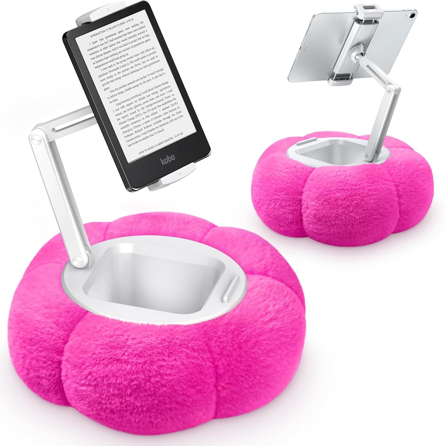 CreaDream Pumpkin Tablet Pillow Stand Holder for Kindle iPad, Adjustable Phone Pillow Stand for Lap Bed with Detachable Snack Bowl, Compatible with 4.7"-13" Tablet, iPad, iPhone, Samsung Tabs, Kindle