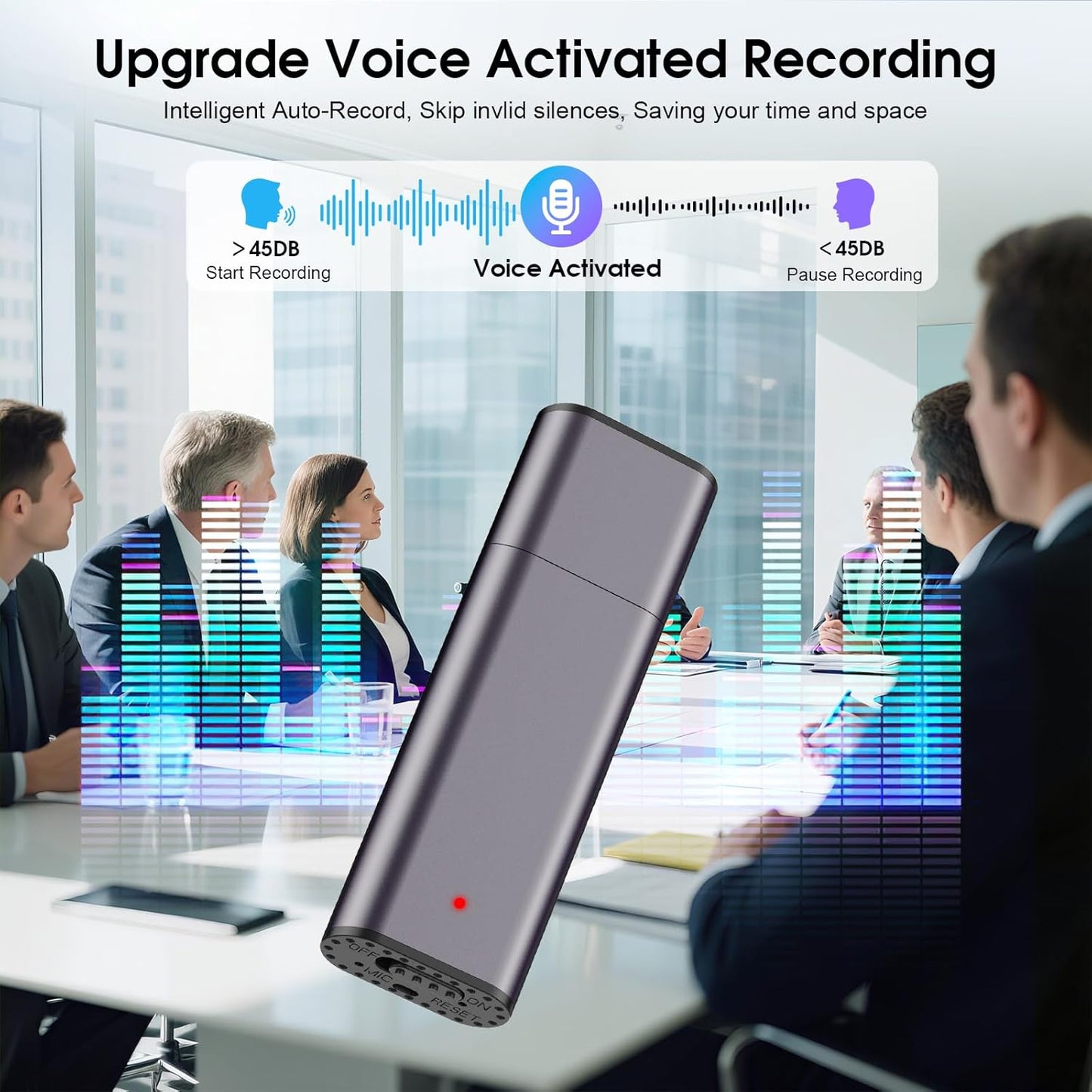 64GB Voice Recorder Digital Voice Activated Recorder USB Recording Device with Noise Reduction Rechargeable 750Hrs Small Pocket Audio Recording Devices for Lectures, Interview, Meeting, Class