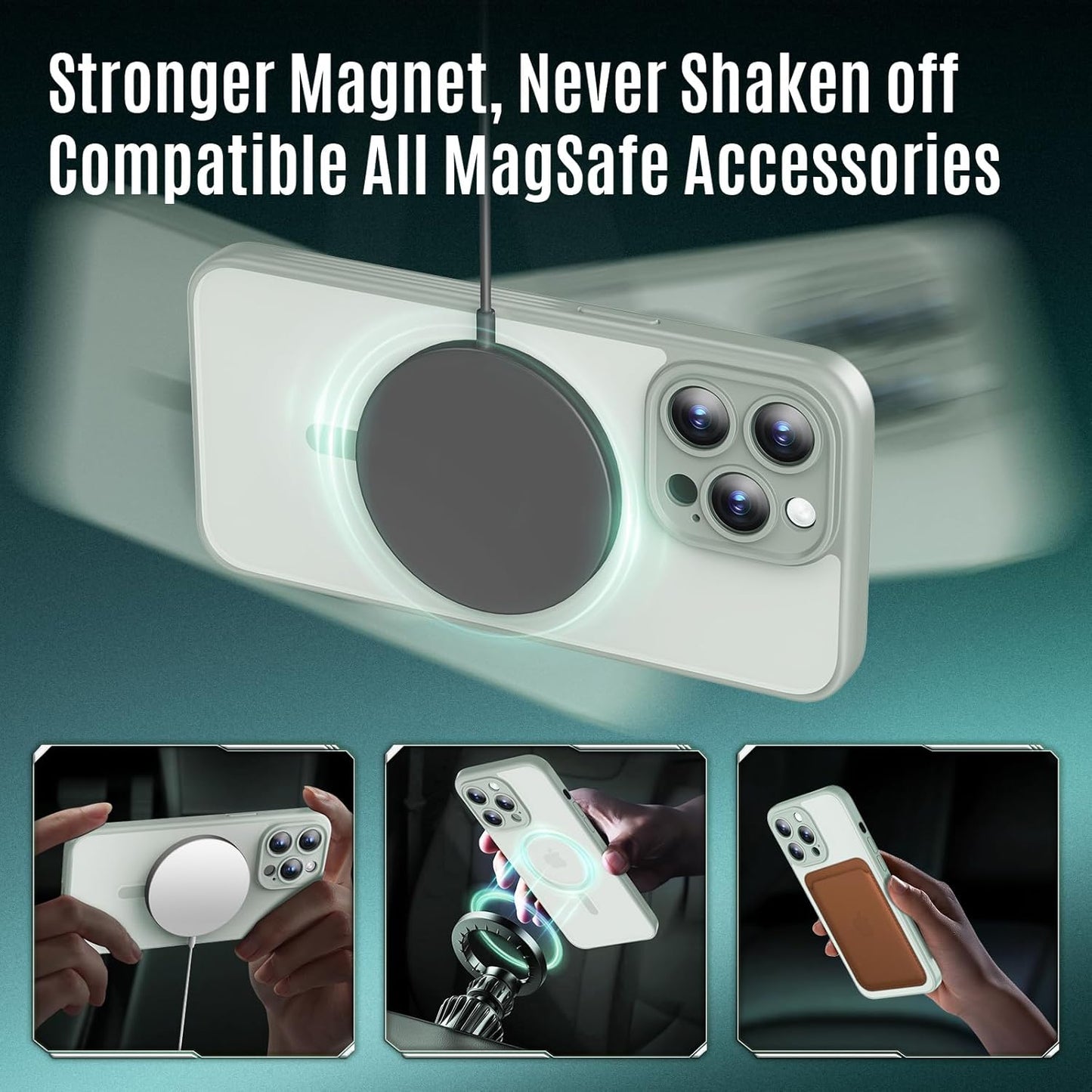 Designed for iPhone 12 Pro Max Case, Compatible with MagSafe, with Privacy Screen Protectors X2, [Camera Protection] [15FT Military Drop Protection] Shockproof Phone Case, 6.7", Calke Green