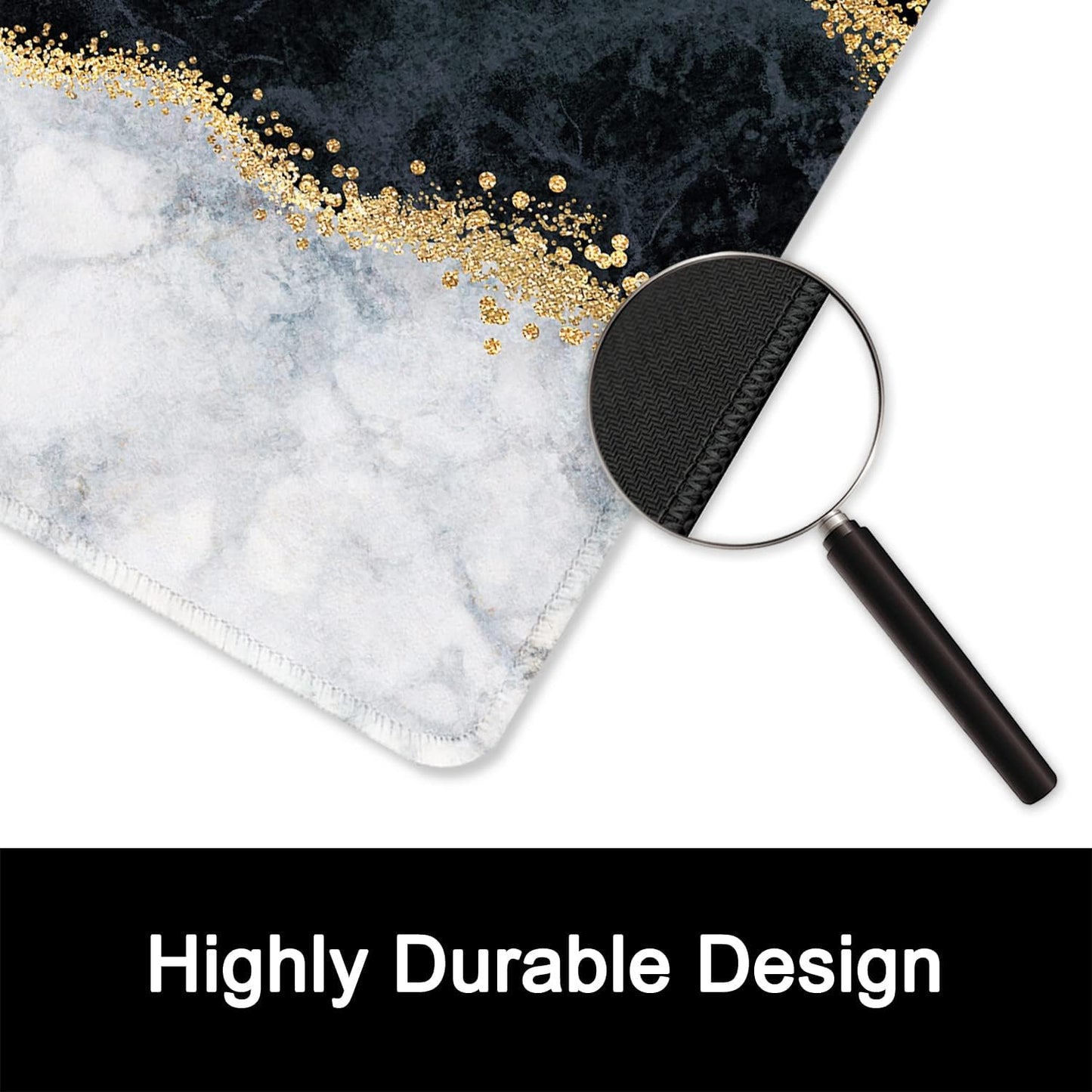 ITNRSIIET Mouse Pad with Stitched Edge Premium Textured Smooth Precise Operation Waterproof Washable Non-Slip Rubber Base Desktop Protection Mat, 10.2×8.3×0.12 inches, Abstract Art Marble