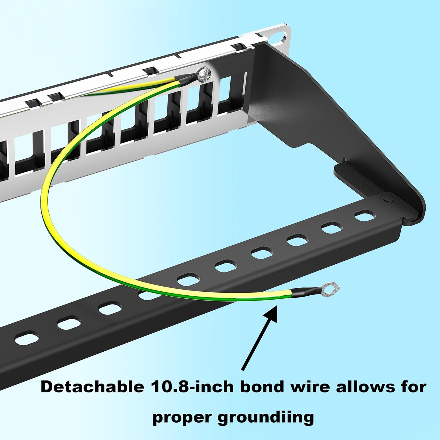Jadaol 24 Port Blank Patch Panel, 1U 19inch Rack/Wall Mount Patch Panel with Cable Management Bar, Compatible with Cat6 Keystone Jacks, HDMI, Coax, USB, Fiber, Audio Keystone Jacks