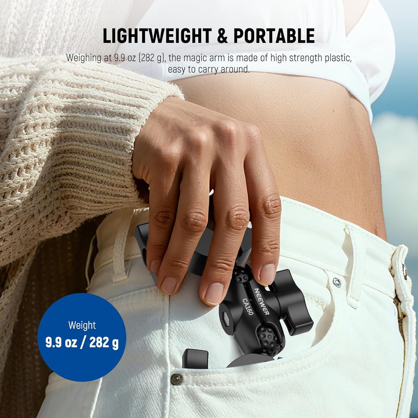 NEEWER Double Super Clamp Mount with Magic Arm, 360° Umbrella Flag Pole Clamp Holder for Desk Photo Studio Light Stand Photography Reflector Scrim Cross Bar Motorcycle Handlebar Stroller Chair, CA160