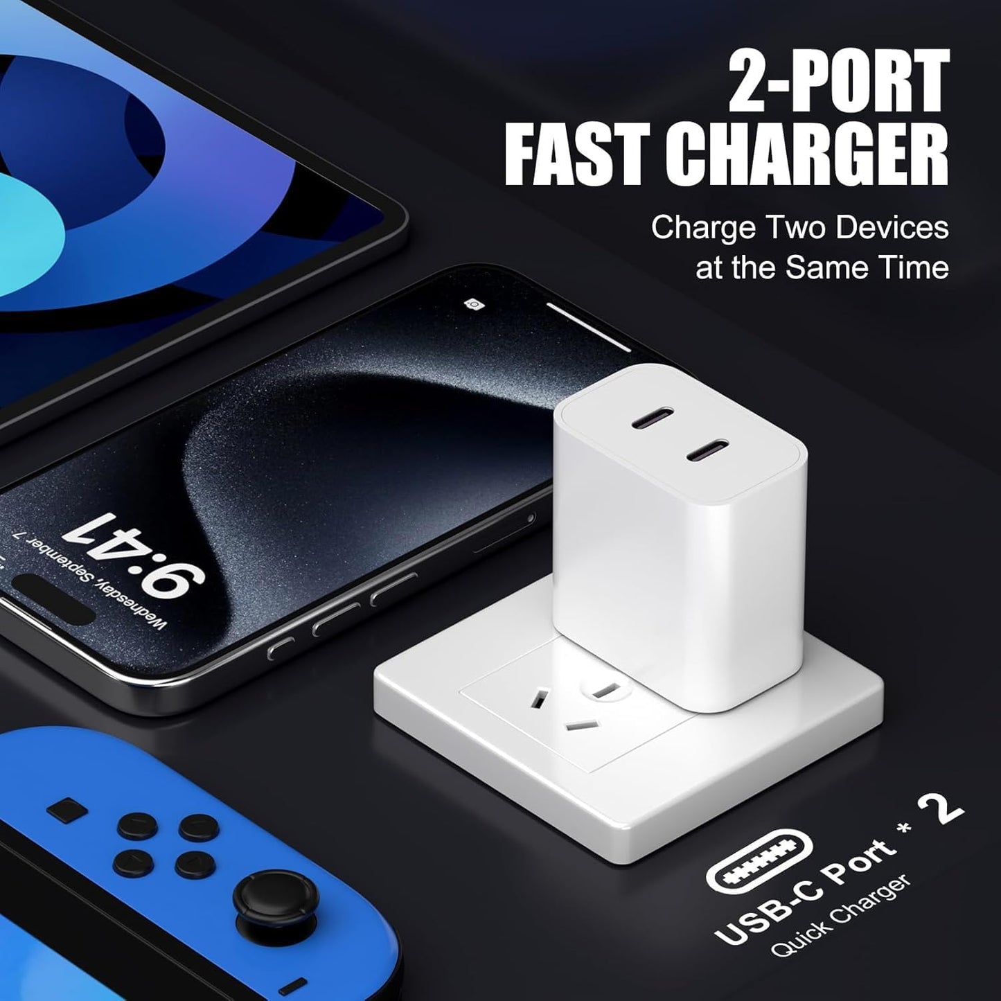 Charger for iPhone 16 15,Fast Dual Port USB C Charger Block,Double Type C Apple Wall Power Adapter Plug,10FT Quick USB C to C Charging Cable for iPhone 16/16 Pro Max/16 Pro/15 Pro/15 Plus,iPad Pro/Air