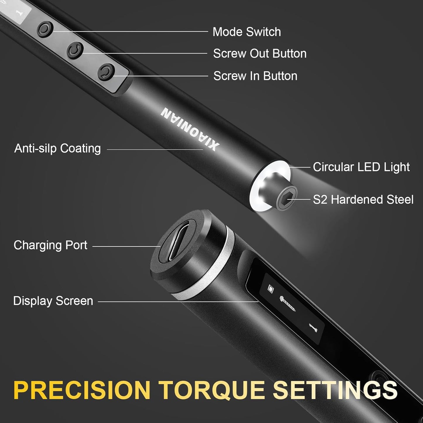 3.7V Precision Electric Screwdriver Set,76 IN 1 Magnetic Storage Mini Electric Screwdriver Cordless Set with LED Display,5 Torque Settings Repair Tool Kit for Electronics Phone Camera Laptop Watch