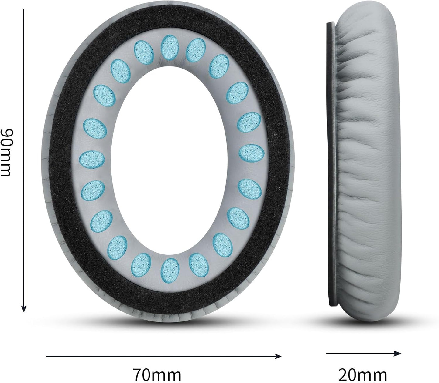 Headphones Replacement Ear Pads, Protein Leather earpad Cushions for Bose Quiet Comfort QC35 Headphones, Replacement Earpads, Softer Memory Foam - Gray