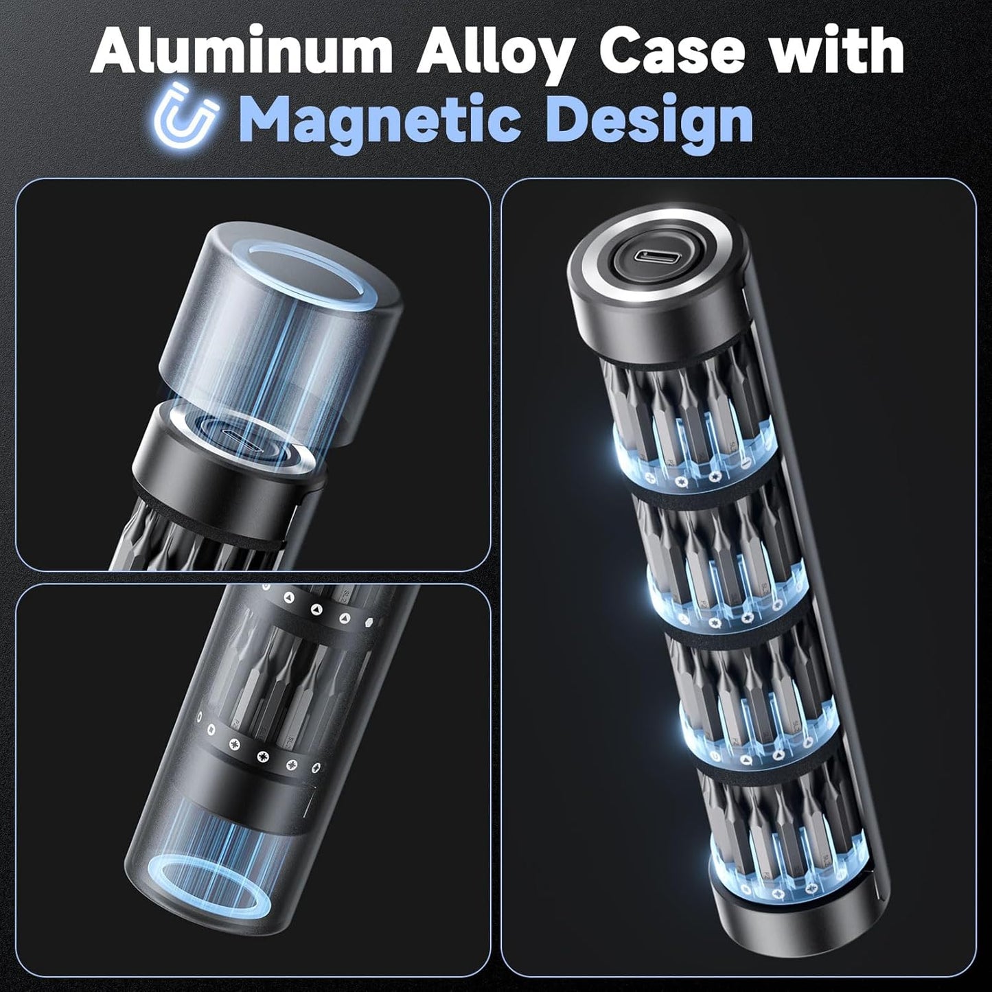 65-IN-1 Mini Electric Screwdriver Cordless, Precision Screwdriver Magnetic Bits Set with Case, 3 Torques Settings, LED lights, Portable Repair Tool Kit for Electronics Phone Watch