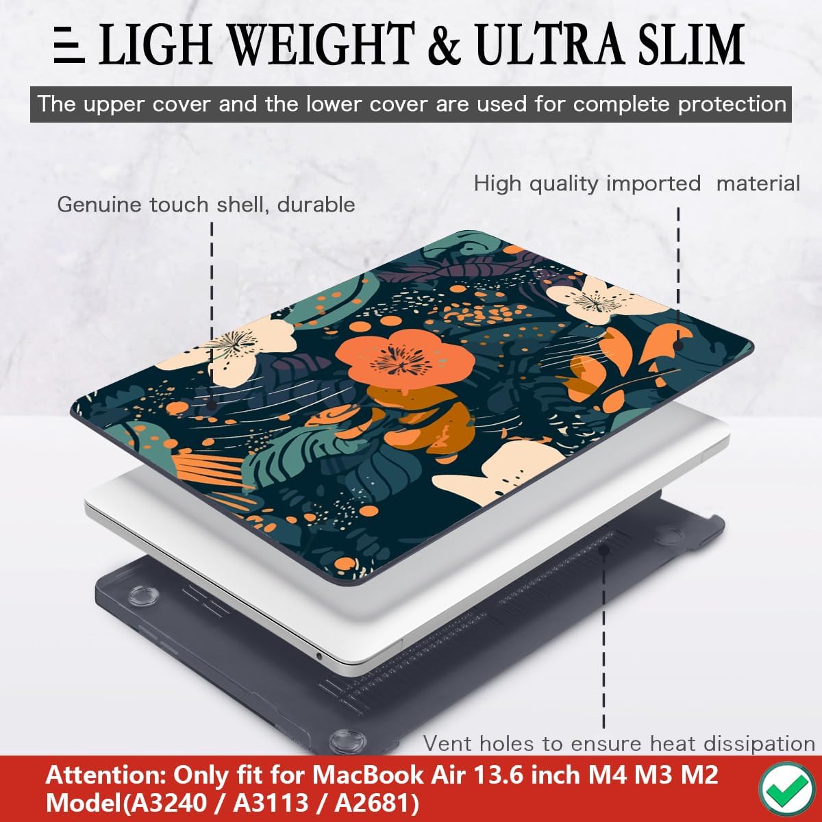 CISSOOK Compatible with MacBook Air 13.6 inch Case 2025 2024 2023 2022 Release M4 M3 M2 Chip, Plastic Flowers Hard Shell Keyboard Cover for MacBook Air 13.6 inch Case A3240 A3113 A2681, Little Flower