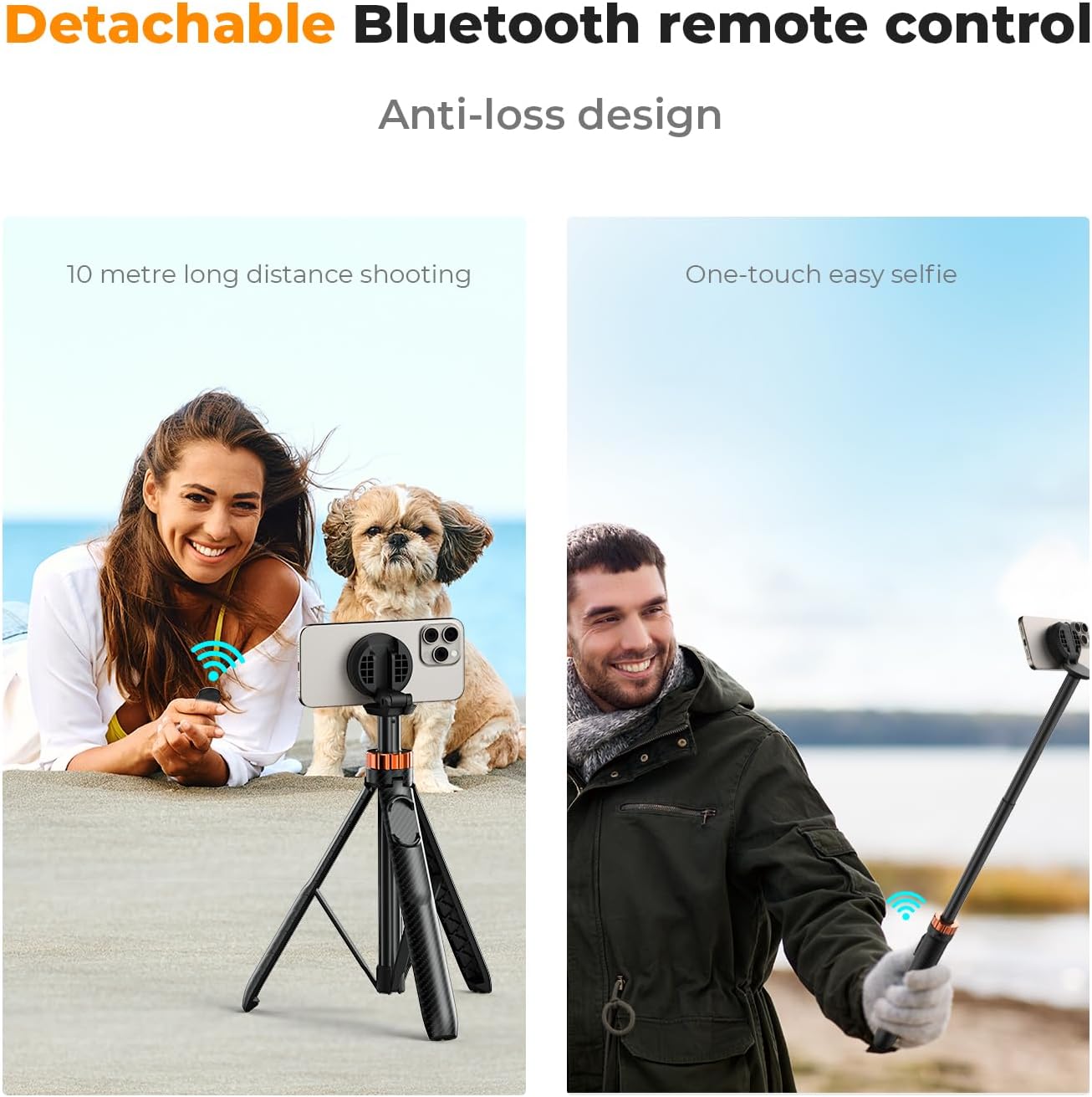 K&F Concept 63'' Magnetic Selfie Stick Tripod for iPhone, Lightweight Cellphone Stand with Wireless Remote, Compatible with iPhone 16 Pro Max/15/14/13/12 Series and All Phones