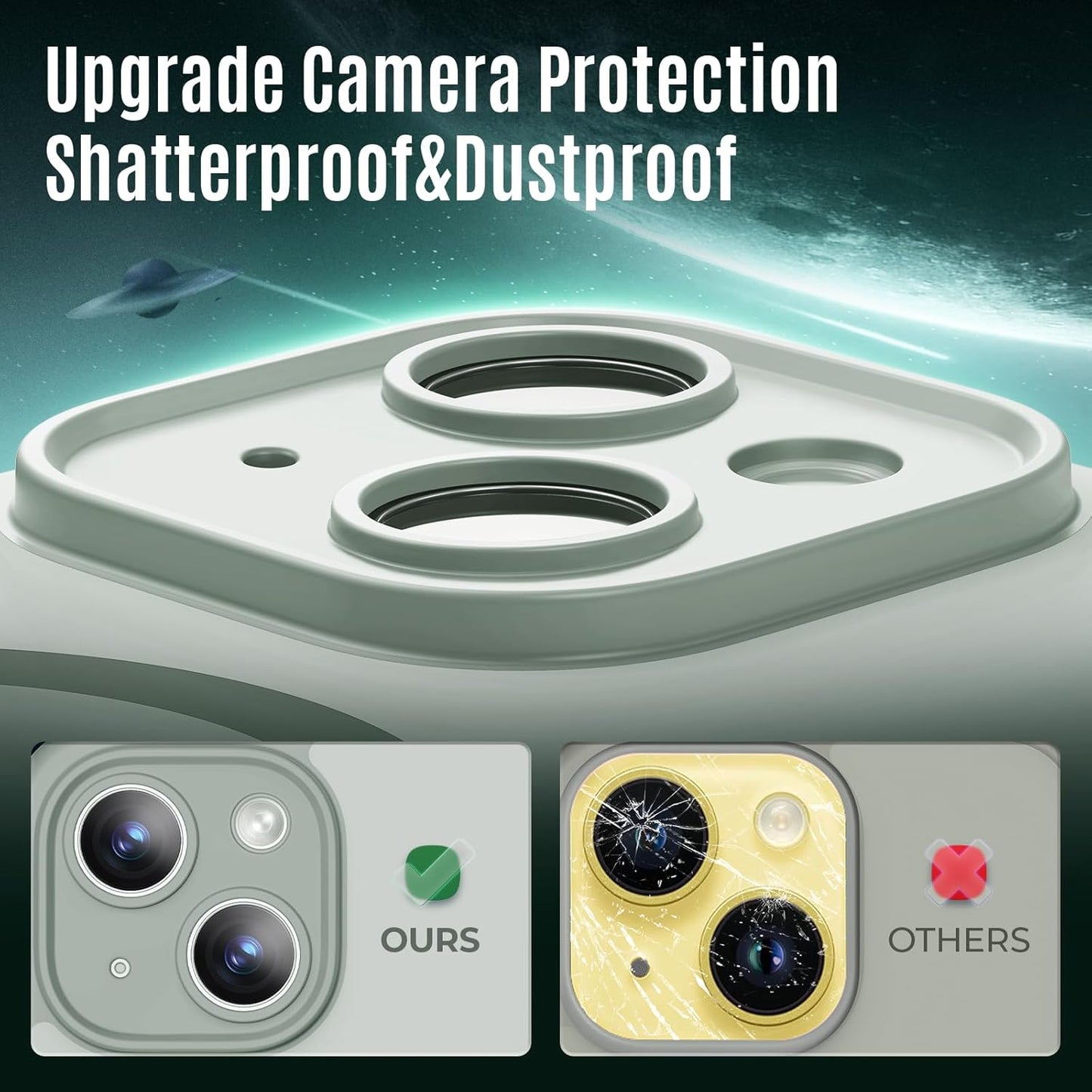 Designed for iPhone 14 Case, Compatible with MagSafe, with Privacy Screen Protectors X2, [Camera Protection] [15FT Military Drop Protection] Shockproof Phone Case, 6.1", Calke Green