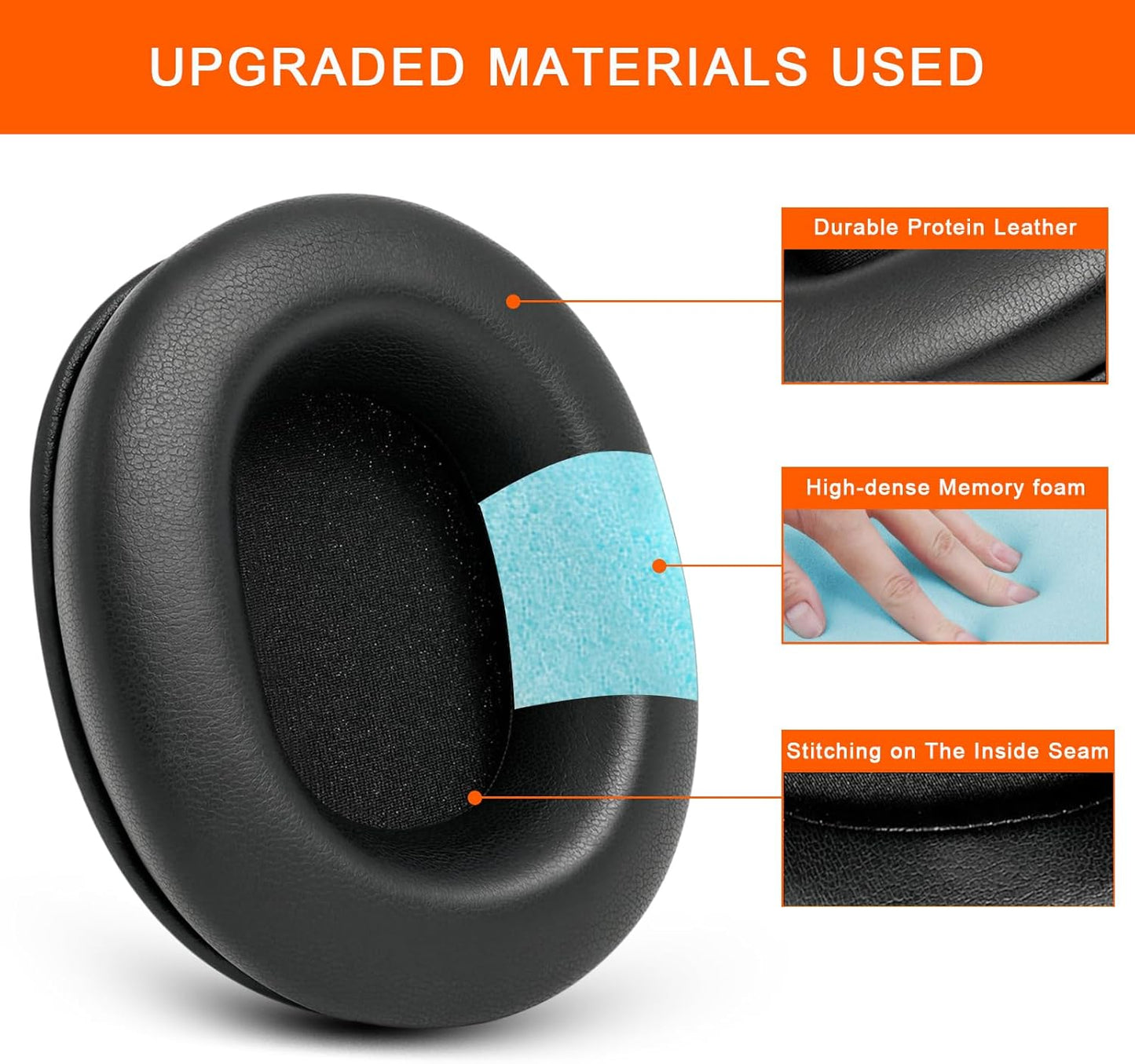 Earpads Replacement for Audio Technica M50X, GVOEARS Ear Cushions for HyperX Cloud/Alpha, for ATH M50X M40X Turtle Beach Stealth & More Headphones with Thick Foam/Soft Leather