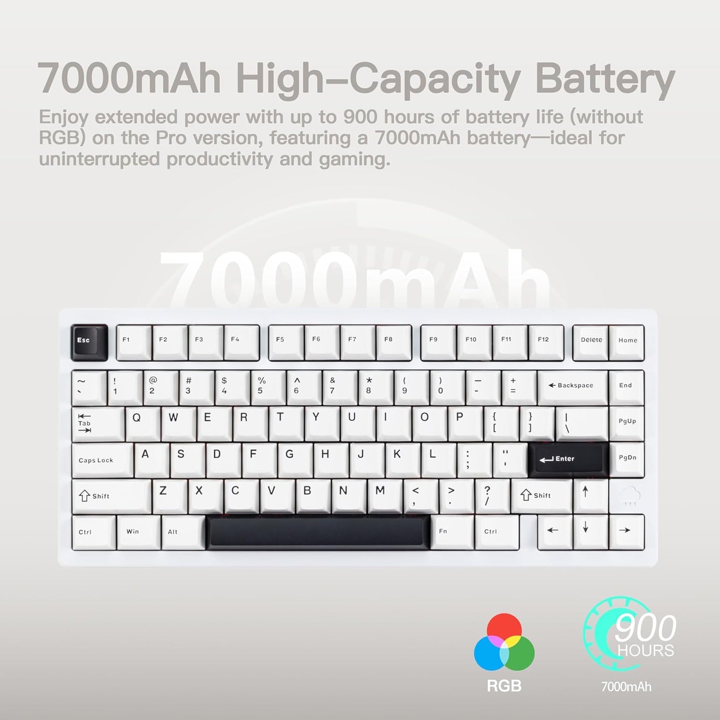 KEEBMONKEY WOBKEY Rainy 75 CNC Aluminum HMX/JWK/Cocoa Switches Triple-Mode Connectivity Mechanical Keyboard with Superior Acoustics, RGB/FR4/Silver SUS304/7000mAh/Cocoa Switch (Pro - Luna)