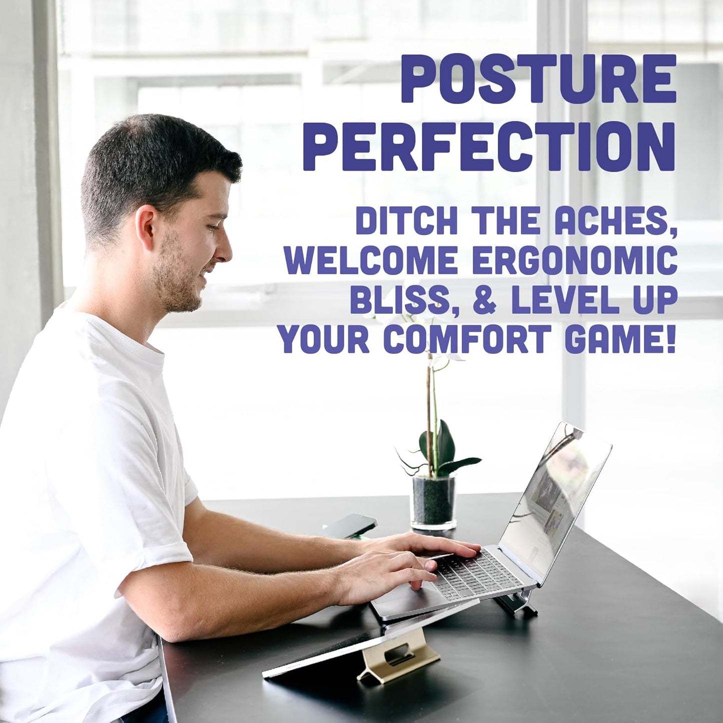 Steepy Adjustable Laptop Stand - 3 Heights Computer Riser for Desk - Portable With Adjustable Height