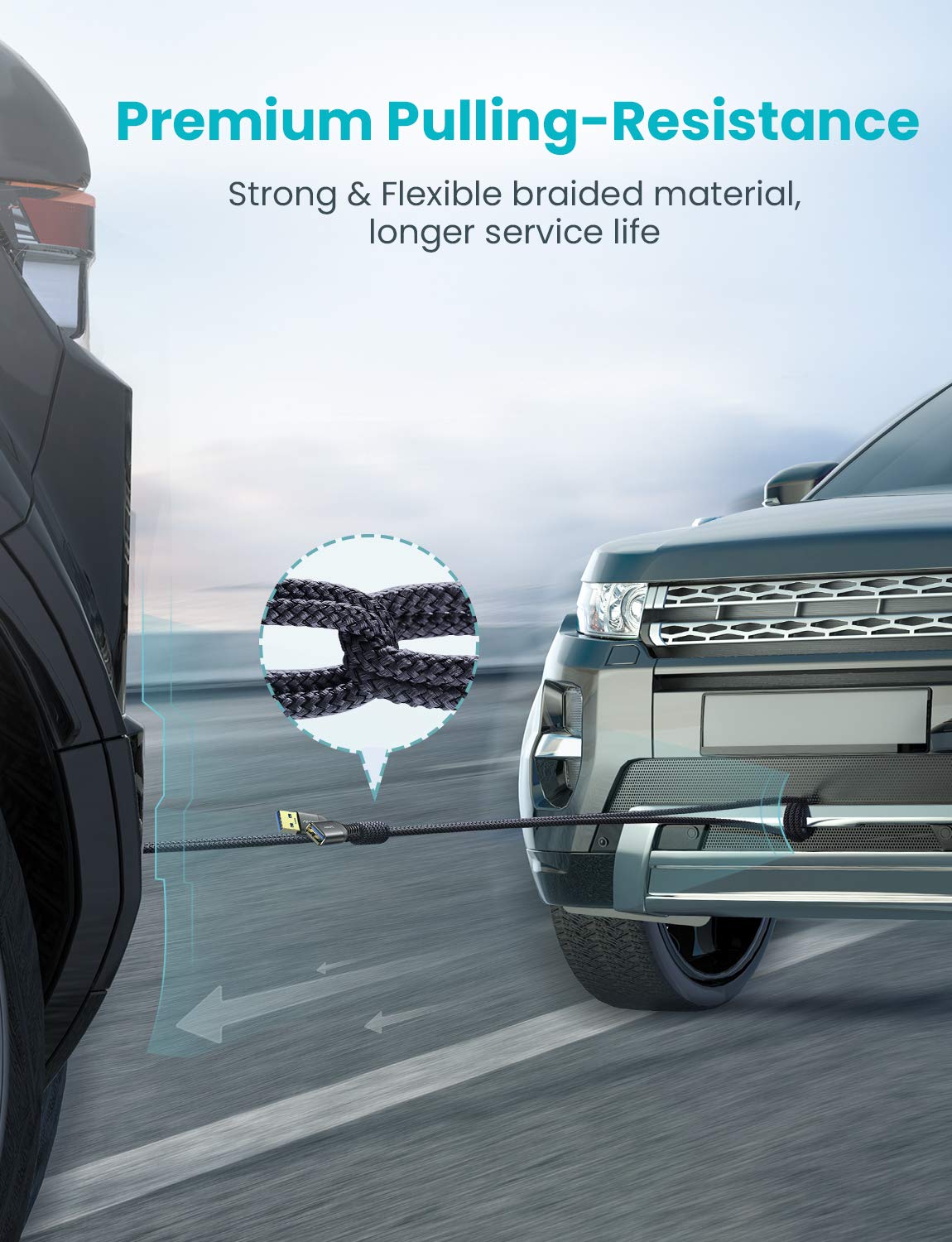 AINOPE 2 Pack USB Extensions Cable High Speed USB 3.0 Extension Cord Type A Male to Female Sturdy Braided Material Fast Data Transfer Compatible with USB Keyboard,Mouse,Flash Drive,Black,10FT+10FT