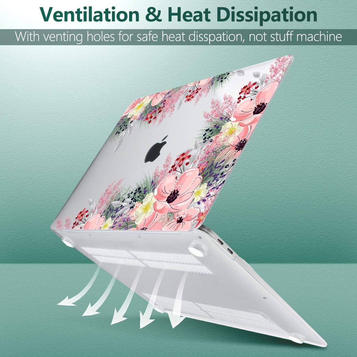 Laptop Case for MacBook Air 13 2020 2019 2018 with Touch ID & Retina Display Floral Series Hard Shell with Keyboard Cover Screen Protector for New Mac Air 13.3 inch A2337 A2179 A1932, Beautiful Floral