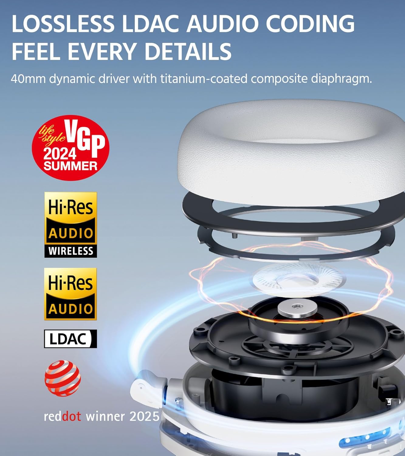 Edifier W830NB Wireless Over Ear Headphones with -45dB Active Noise Cancelling, 94H Playtime, LDAC Hi-Res Sound, Spatial Audio, Fast Charging, Multipoint Connection, Bluetooth V5.4 - Sandwhite