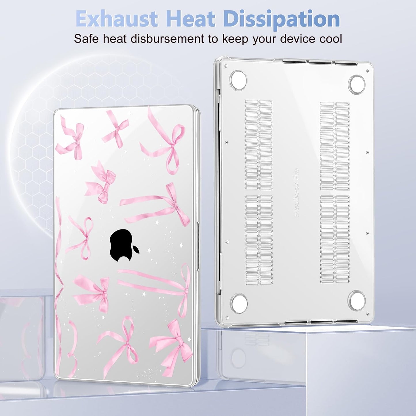 for MacBook Pro 16 inch Case 2021 2022 2023 2024 Release A3186 A3403 M4 A2991 M3 A2780 M2 A2485 M1 Pro/Max, Hard Shell Case with Screen Protector & Keyboard Cover, Bowknot